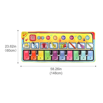 148x80cm Zenei Zongora Lábtörlő Szőnyeg Gyerekeknek Érintse meg Játszani Billentyűzet 8 Hangszer 17 Mérleg, Zene, Játékok, Oktatási Játékok, Ajándékok