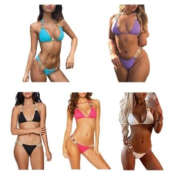 A nők Bikini Push-up Melltartó, Bikini Szett 2db Fürdőruha fürdőruha Strandcuccot