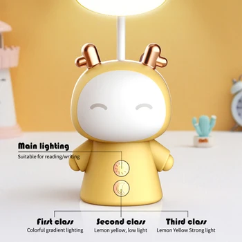 Aranyos Rajzfilm LED-es asztali Lámpa USB Újratölthető Szemek Védelme Gyerekek Tanulmányi Olvasó asztali Lámpa Összecsukható Hálószoba Éjjeli Fény