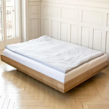 Egyéni Észak-Amerikai tölgy felfüggesztett ágy Japán fekete dió tömör fa Északi egyszerű fejetlen ágykeret matrac alacsony ágy, egyéni