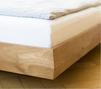 Egyéni Észak-Amerikai tölgy felfüggesztett ágy Japán fekete dió tömör fa Északi egyszerű fejetlen ágykeret matrac alacsony ágy, egyéni