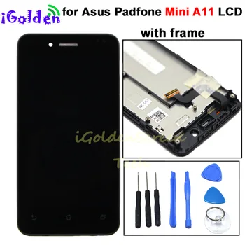 Fekete LCD Kijelző Panel Monitor Képernyő + érintőképernyő Digitalizáló Üveg-Érzékelő Szerelési + Keret Asus Padfone Mini A11