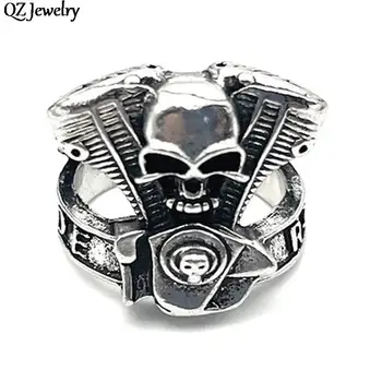 Gótikus Punk Koponya Gyűrű, Férfi Retro Csontváz Fejét Ördög Férfi Ujj Gyűrű Állítható Túlzás Koponya Hiphop Motoros Ékszerek