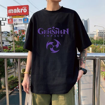 Játék Genshin Hatása a Nyomtatás Női Póló Harajuku Nyári Rövid Ujjú póló Női Aranyos Rajzfilm Unisex Y2k Ruhák Felsők Pólók