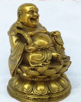 Kína Nagyon Jó Réz Maitreya Buddha-Szobor Ül A Lotus Délről Északra Díszek
