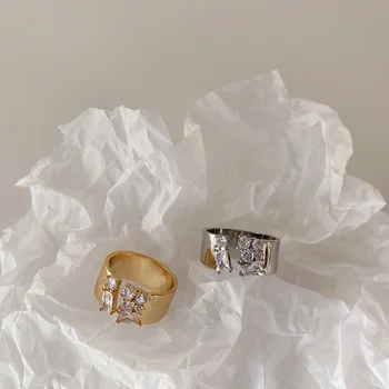 Uilz Ezüst Színű Minimalista Geometriai Cirkon Állítható Gyűrű a Nő Divat koreai Cystal Ékszerek Párt Új, Trendi